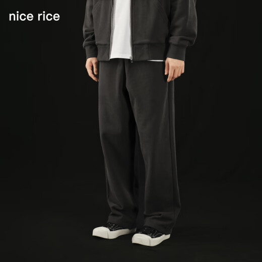 nice rice好饭 r.系列500G全棉直筒休闲卫裤[商场同款]NCQ12027 深灰色（500G） M