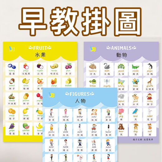 繁体中文汉字早教认知挂图香港澳门婴幼儿童看图识物识字海报 繁体早教挂图12张