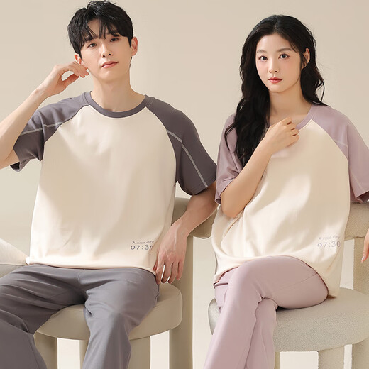 Yalu de alta calidad 2025 Nuevo pareja de pijamas algodón de algodón de verano pantalones de manga corta para hombres y mujeres con almohadillas para el cofre para ropa exterior X13301-13601# l Estilo de hombres: