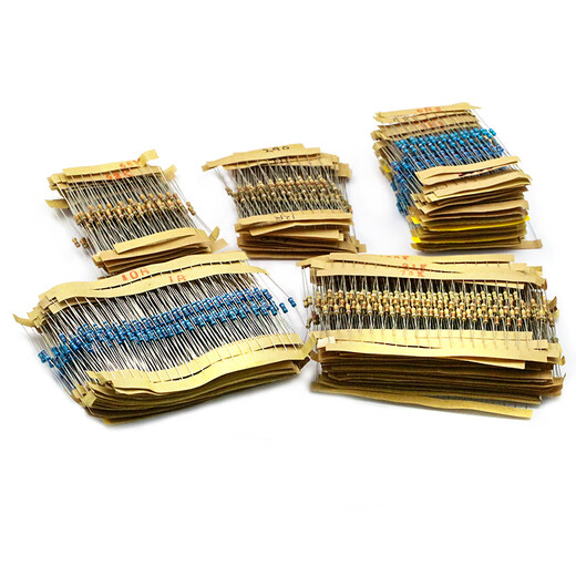 Dafuri 1/4W metal film resistor packaged with carbon film 41 mixed 30/37/43 types of electronic components commonly used 1% color ring 25 types of commonly used 1/4W resistors packaged 1% each 20 pcs, a total of 500 pcs