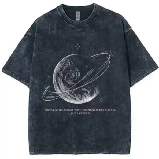 Opeodly American High Street Trendy Brand T-shirt à manches courtes pour garçons Retro Retro Trendy Casual Washing