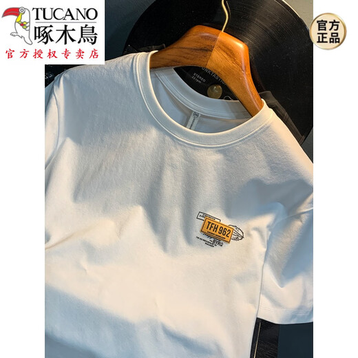 
Woodpecker (TUCANO) white T-shirt for men's summer new high-end trend printed T-shirt American light luxury Xinjiang cotton comfortable short-sleeved T-shirt White [JSW9906 white] M suitable for 90-108Jin [Jin equals 0.5 kg] wear
