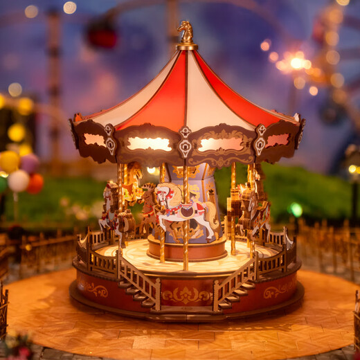 Ferris wheel carousel music box music box building blocks children's toys DIY puzzle birthday gift girls