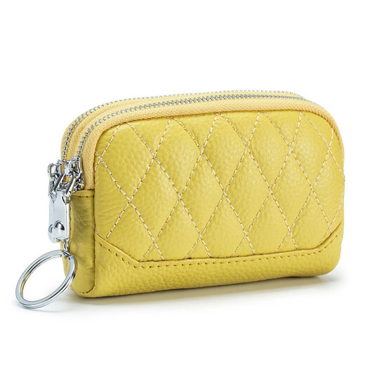 Youse (vous) Première couche Cow I Le cuir Diamond Mini portefeuille Keetchain Coin Sac en cuir Double Zipper Coin Wallet Rangement Sac