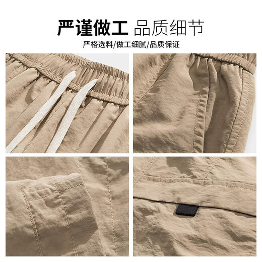 罗蒙工装短裤男士夏季新款冰丝凉感休闲直筒裤子男潮流百搭五分裤 DK701绿色 XL