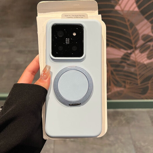 Suitable for Xiaomi 15Pro mobile phone case, new 360 swivel stand, Xiaomi 14pro liquid silicone anti-fingerprint simple matte women's anti-fall skin feel all-inclusive 17Pro dirt-resistant blue mist blue liquid silicone comes with 360 swivel stand Xiaomi 15