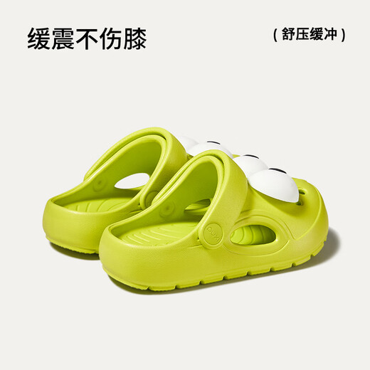 朴西大眼仔儿童洞洞鞋可爱软底夏季防滑室外沙滩鞋男女童包头拖鞋 光耀绿 27 190mm