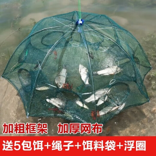 Tianlong pattern ground net lobster net fish shrimp net cage fish net cage can not come out only fishing net fishing eel cage loach ground net fish net 12 imported (free 30 packs of bait + rope + bait bag + floating ring