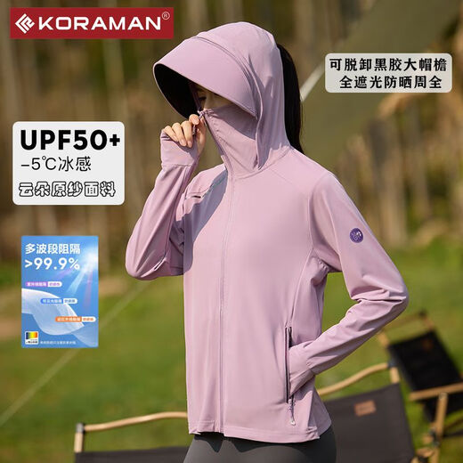 Koraman Outdoor Sonnenschutzkleidung für Frauen atmungsaktiv und elastischer schlanker Sport Windbreaker männlicher Internet Promi KR9905 Hellgrau (weiblich) Vinylhut Brim m