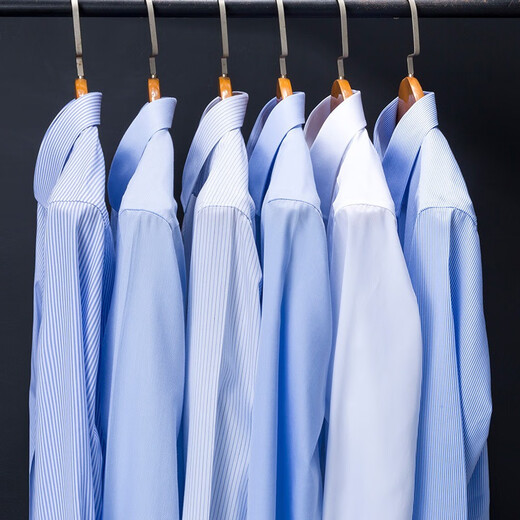Lee Kids Frühlings- und Herbst-neue Baumwoll-Langarm-Hemd-Hemd Herrengeschäft formelle Kleidung Nicht gelöste Anti-Falten-Multi-Farben-Arbeitskleidung gestreiftes Zoll Kleidung Männer 6629 43