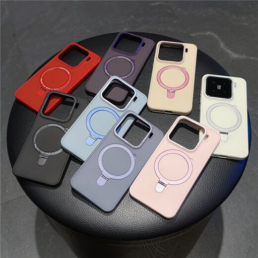 Pinaiyou is suitable for Xiaomi 14 mobile phone case, simple solid color magnetic charging stand, xiaomi15pro skin-feeling silicone anti-protective cover, 13por metal frame hard shell for men and women, new style, milk tea color, Xiaomi 15