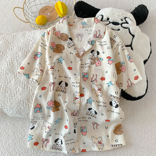 睡衣女夏季短袖云朵棉夏天女士2025年新款学生可爱卡通家居服套装 QDMBE681 M (160) 建议体重90斤以内