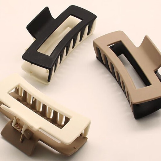 Korean elegant temperament, high-end color-blocking clips, cold wind hair clips, simple and versatile bath tray hair clips, hair accessories, square style black and white