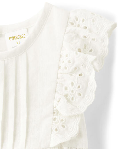 GYMBOReeGymboree Girls and Toddlers Short Sleeve Linen Top, Pure White Pure White 8