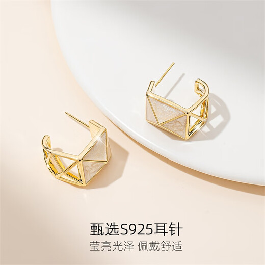 Qlady geometric earrings for women 2025 new high-end earrings feminine temperament light luxury niche ear jewelry birthday gift