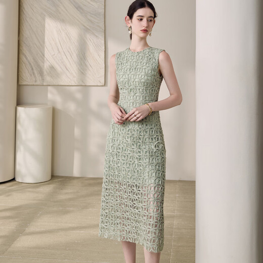 
ROEYSHOUSE ROYYSHOUSE Temperament Green Sleeveless Dress Women's 2025 Summer New High-end Light Men's Slim Skirt 12040 Green 2XL