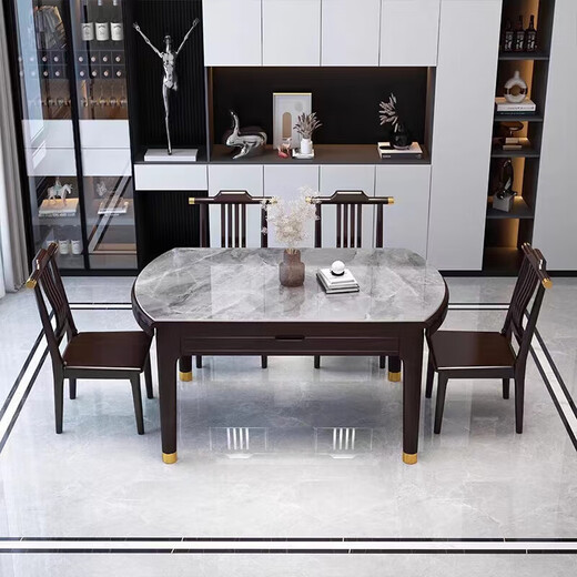 Youkaji Nouvelle table à manger en bois massif de dalle de roche chinoise carrée et rayon à double usage table MW-681 # 1.2M