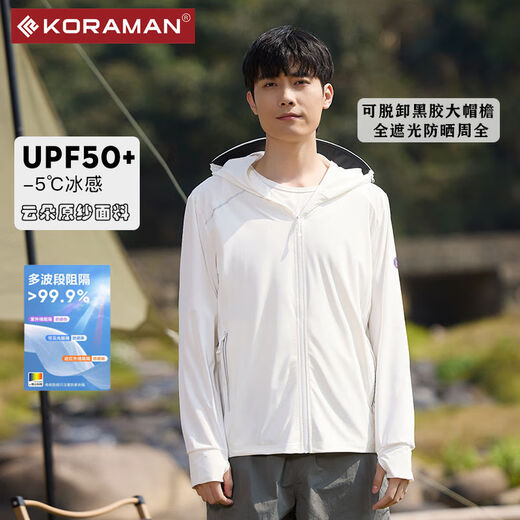 Koraman Outdoor Sonnenschutzkleidung für Frauen atmungsaktiv und elastischer schlanker Sport Windbreaker männlicher Internet Promi KR9905 Hellgrau (weiblich) Vinylhut Brim m