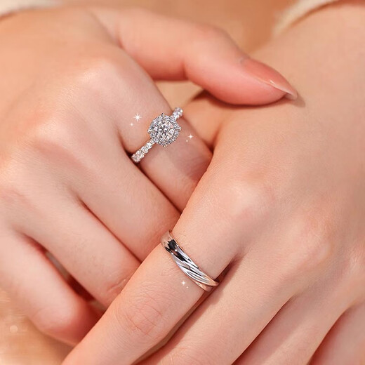 MZMZ platinum couple ring pt950 platinum knot engagement new fashion diamond ring Valentine's Day birthday gift for girlfriend local warehouse/next day delivery - light luxury live diamond ring