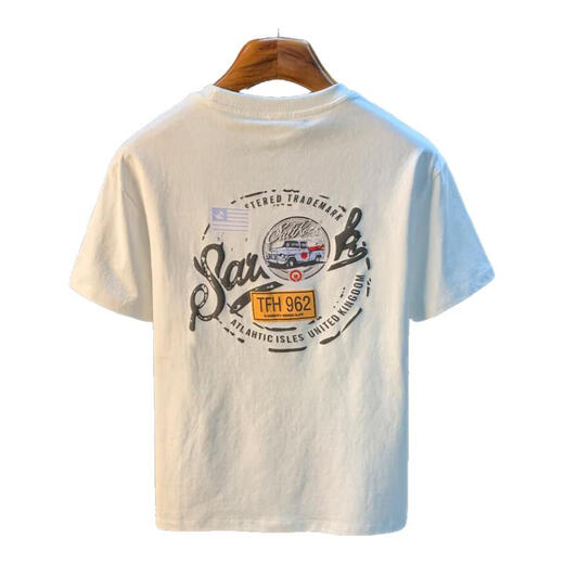Weißes T-Shirt kurzärmeligter Männer Sommer Neuer High-End-Trend gedruckter halbärmeliger amerikanischer leichter Luxus Komfortable atmungsaktive Kleidung für Männer t 9906 Weiß M.