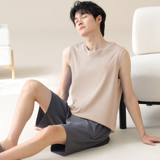 
LOYACKIND vest pajamas men's thin cotton sleeveless home clothing new casual home large size shorts suit summer youth 42M13658 L