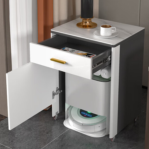 
Yu Meng Xindi simple modern sweeping robot storage cabinet storage rack light luxury rock slab sofa side cabinet side corner J24 style 1550*450*756 dark gray cabinet body