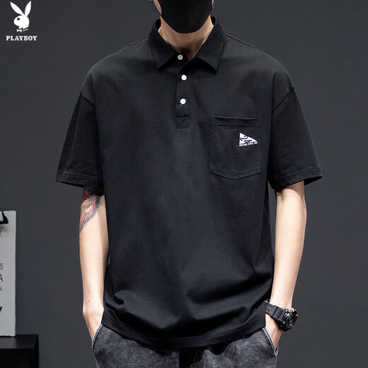 
Playboy; PLAYBOY summer men's high-end POLO shirt men's short-sleeved heavy t-shirt simple large size sports ins trendy brand top W-327 dark gray 2XL 140Jin[Jin equals 0.5 kg]-155Jin[Jin equals 0.5 kg]