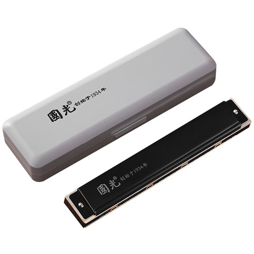 国光上海口琴24孔复音A/B/C/D/E/F/G调#口琴套装7调12调专业演奏 复音7支调套装黑色【限量版】