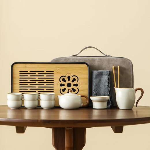 Boyei (BW) Ru Kiln Travel Tea Set Outdoor Portable Tea Kung Fu Tea Set Father's Day Gift Souvenir Yunqi
