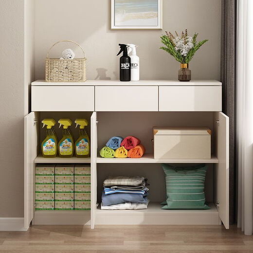 Katisha solid wood balcony cabinet storage cabinet with drawers household sun-proof and moisture-proof shoe cabinet sundry storage cabinet bay window cabinet customization length 100 depth 40 height 80 two doors and two drawers entry package installation