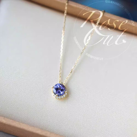 Agete Japanese style agete Akado natural tanzanite necklace women's light luxury retro amethyst birthstone pendant amethyst tanzanite necklace
