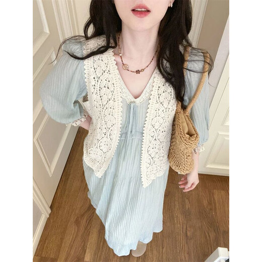Colorido Summer Summer Hollow Cardigan Vestido de encaje de dos piezas Set 9758 Vestido verde claro M [recomendado 100 Jin [Jin equivale a 0.5 kg] a continuación]