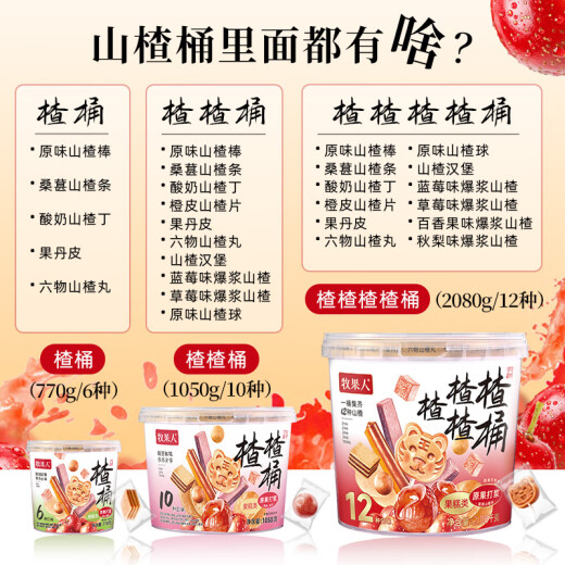 
Muguoren Hawthorn Bucket 1050g Mixed Candied Fruit Dried Hawthorn Sticks Fruit Danpi Hawthorn Ding Wan Hawthorn Snacks Sweet and Sour Snacks