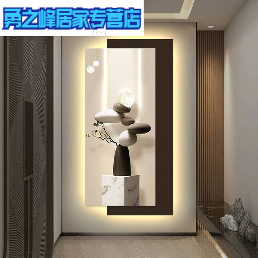 Moderne leichte Luxus-Eingangsdekoration Gemälde Einfache LED-Lampe Hängende Malerei Gegentür 2025 Neues Wandbild T12347 40*80 cm Linderloser Stil Hochdefinition UV-Schnitzerei + Kristall