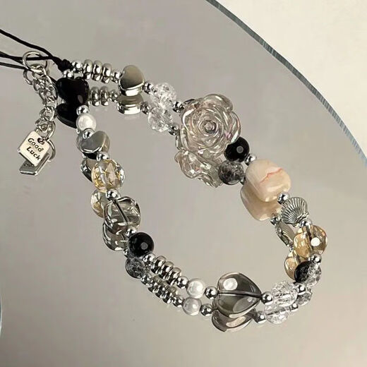 Beiyipin mobile phone lanyard mobile phone chain gray star mobile phone lanyard wrist chain short sweet and cool girl beaded chain mobile phone case trend ins internet celebrity style bracelet