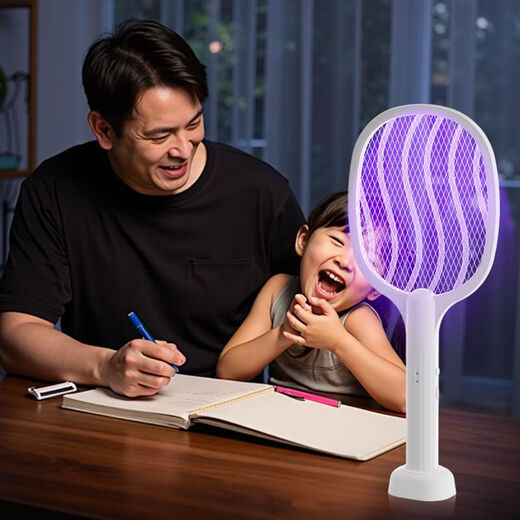 Joyoung Beauty Electric Mosquito Swatter Rechargeable Powerful Mosquito Killer Swatter Repellent Artifact Home Mosquito Killer Lamp Fly Swatter 2-in-1 Electric Mosquito Swatter Purple Light Mosquito Lure Top Matching-8000PA
