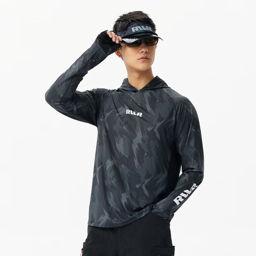 RVVR25 style sun protection clothing hooded ice silk sun protection clothing for fishing outdoor lures spring and summer long-sleeved fishing clothing breathable and quick-drying pink perch honeycomb S