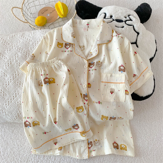 睡衣女夏季短袖云朵棉夏天女士2025年新款学生可爱卡通家居服套装 QDMBE682 L (165) 建议体重110斤以内