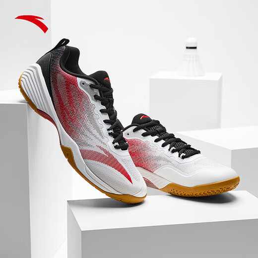 ANTA (ANTA) Aurora Table Tennis Shoes丨Sports Shoes Men's Shoes 2025 Summer Badminton Shoes Training Shoes 112524461 Pure White/Classic Red/Basic Black-2 41