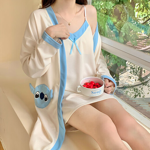 Qinji Pure Cotton Sling Night Robe Set en deux pièces pour femmes 2025 Spring New Pure Cotton Sling Night Robe Women's Sling Two-Piece Set Home Home Pink 9901 160 (M) [Poids suggéré 80-100jin [Jin est égal à 0,5 kg]] toutes taille