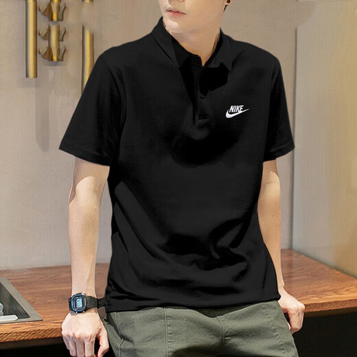 耐克（NIKE）g运动套装男 夏季纯棉POLO衫翻领短袖T恤 跑步长裤束脚收口休闲裤 FN3895-010+BV2680-010 M