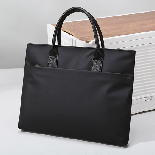 Hao'e business briefcase men's commuter handbag casual Oxford cloth waterproof storage information bag 14-inch computer bag black 14-inch