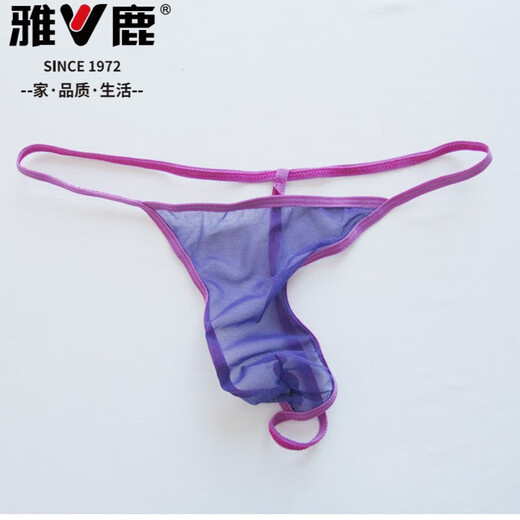 雅鹿内衣男士内裤丁字裤透明透气性感裤无痕三角裤全透明T裤 一条装黑色