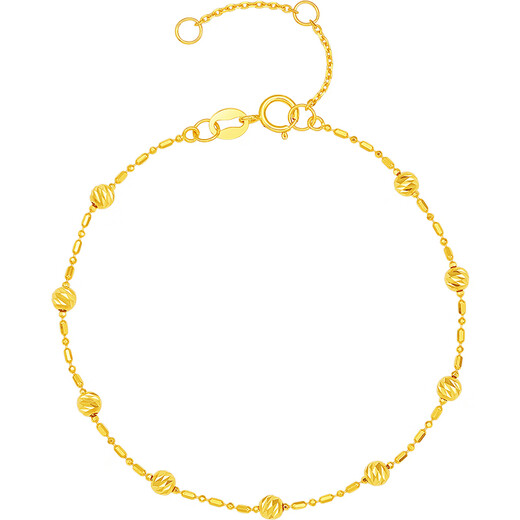 Saturday Fortune Yellow 18K Gold Bracelet Women's Gold Bead Color Gold Bracelet for Girlfriend's Birthday Gift C0715157 16+3cm