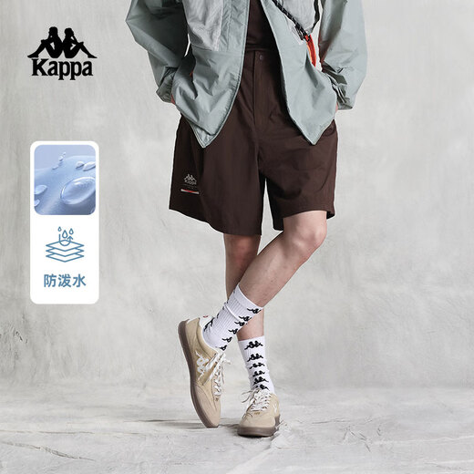 Kappa Kappa back-to-back 2025 new running sports water-repellent shorts American casual five-point pants men chocolate dark brown-6536 S