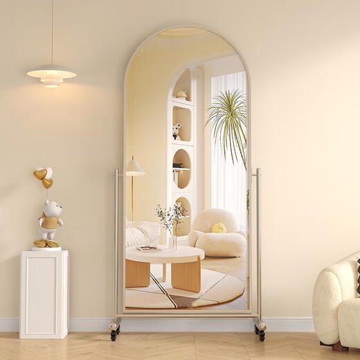 
Yusenyi HD full-body mirror makes it look taller and slim. Dressed for home floor-standing mirror arched and movable internet celebrity photography special dance mirror Rounded corner dance mirror 165*56 delivery upstairs* damaged