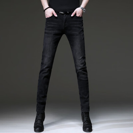 
AEMAPE high-end brand black jeans men's 2025 summer new Korean style trend retro small foot stretch pants men 1048 black 28 [two feet one]