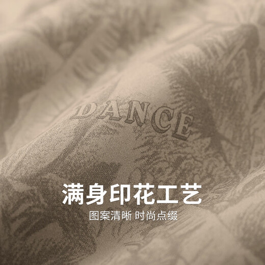 与狼共舞【满身印花】休闲短裤男2025夏季新款纯棉弹力时尚青年五分裤4019 卡其701 32