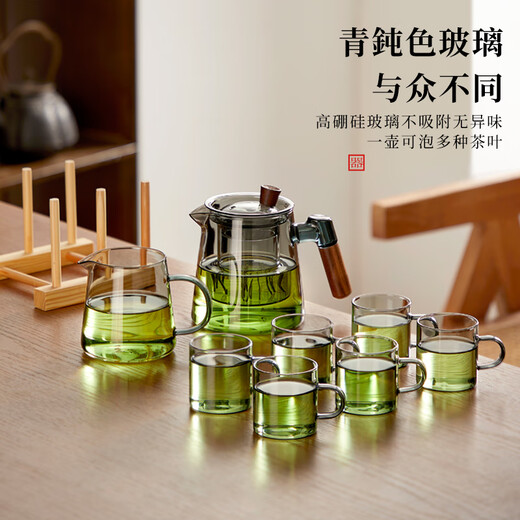 Niye Tea Set Complete Glass Teapot Set High Temperature Resistant Black Cup Six Gentlemen Justice Cup Household Kung Fu Tea Set