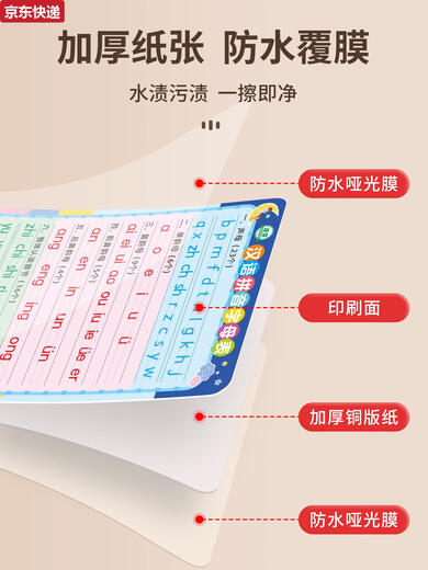CAOX26个汉语拼音字母表墙贴一年级声母韵母整体认读音节拼读训练挂图 有声伴读1张汉语拼音字母表